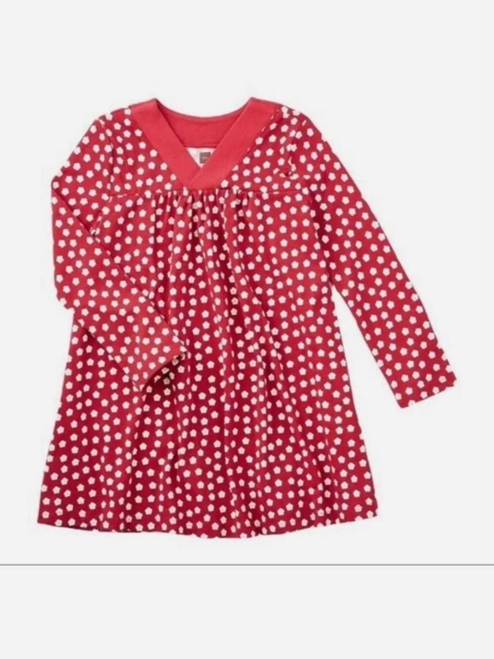 Tea Collection Yuka China Red Floral Trapeze Dress Cotton Size 18-24 months
